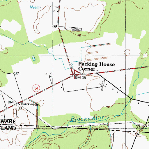 Topographic Map of Packing House Corner, DE