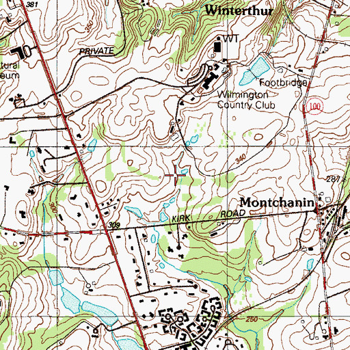 Topographic Map of Christiana Hundred, DE