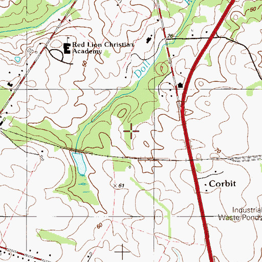 Topographic Map of Red Lion Hundred, DE