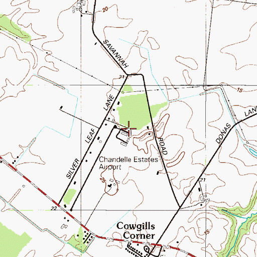 Topographic Map of Chandelle Estates Airport, DE