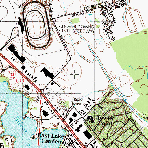 Topographic Map of Dover Downs Helistop, DE