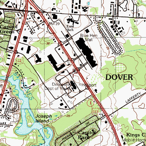 Topographic Map of Caesar Rodney Helistop, DE