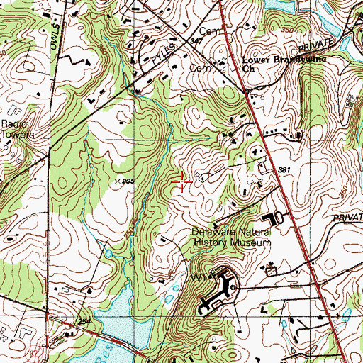 Topographic Map of Wilmington Country Club Airport (historical), DE