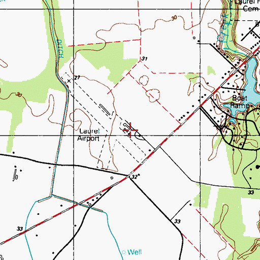 Topographic Map of Laurel Airport, DE