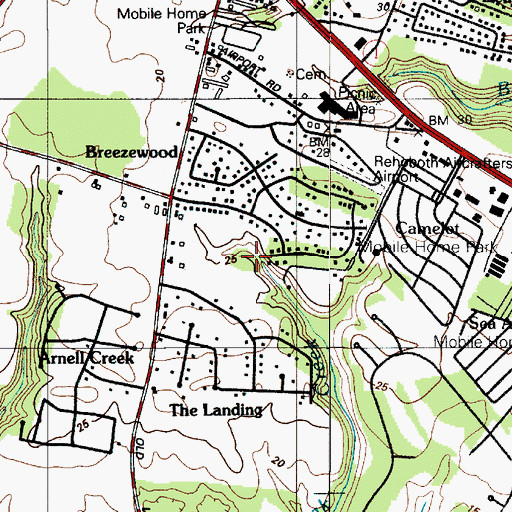 Topographic Map of Rehoboth Aircrafters Airport (historical), DE