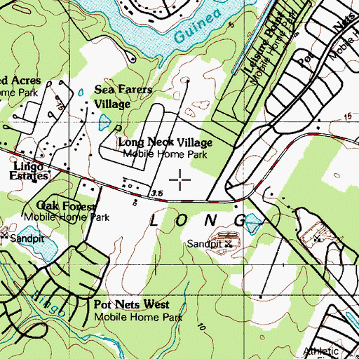 Topographic Map of Cozy Cove Airport (historical), DE