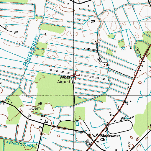 Topographic Map of West Private Airport, DE