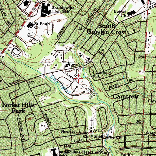 Topographic Map of Brandywine Hundred, DE