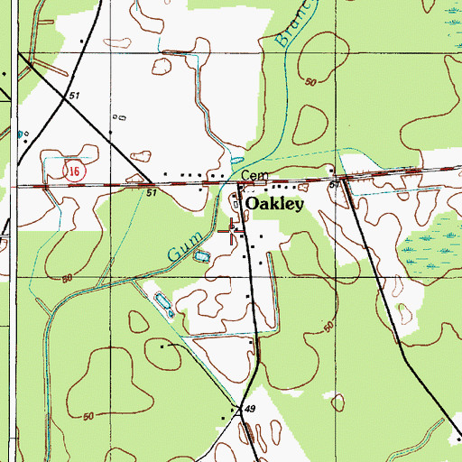 Topographic Map of Oakley Church, DE
