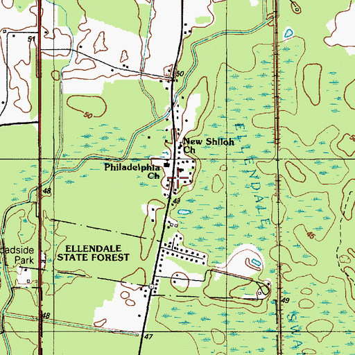 Topographic Map of New Shiloh F B H Church of God, DE