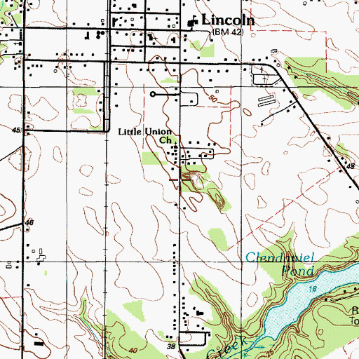 Topographic Map of Little Union Baptist Church, DE