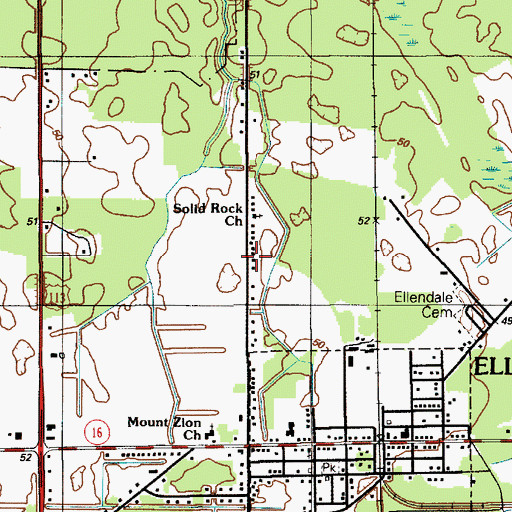Topographic Map of Solid Rock Church, DE