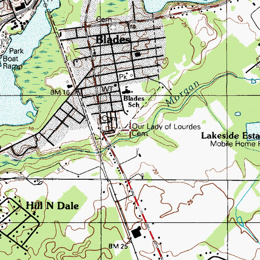 Topographic Map of Our Lady of Lourdes Cemetery, DE