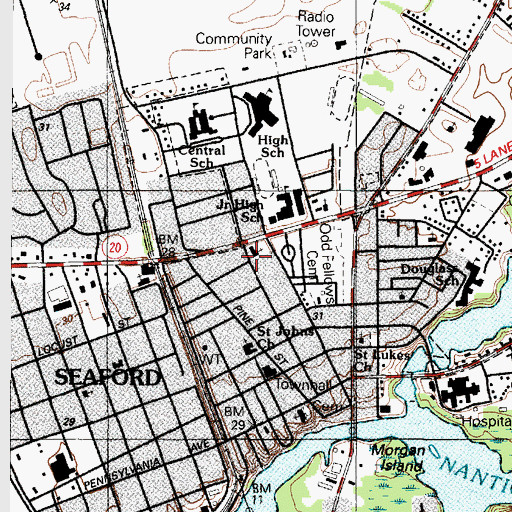 Topographic Map of Odd Fellows Cemetery, DE