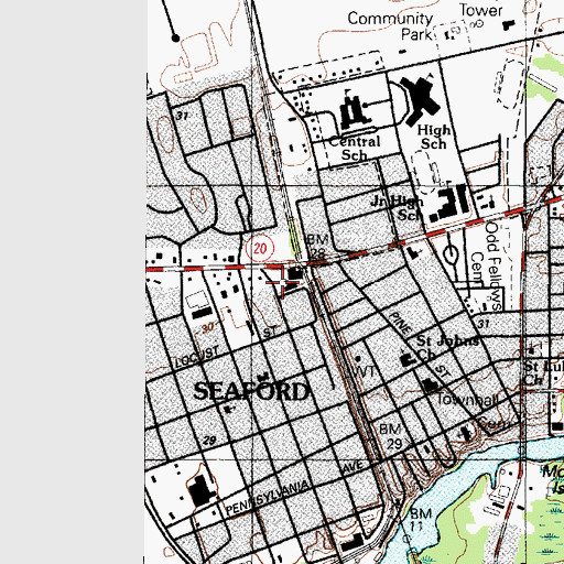 Topographic Map of First Baptist Church, DE