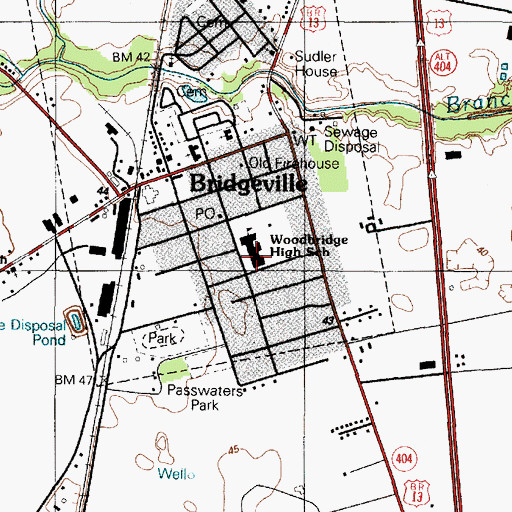Topographic Map of Woodbridge High School, DE