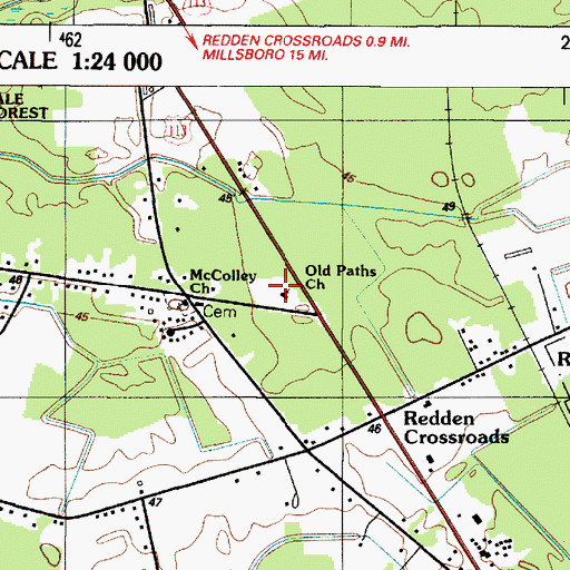Topographic Map of Old Paths Church of Christ, DE