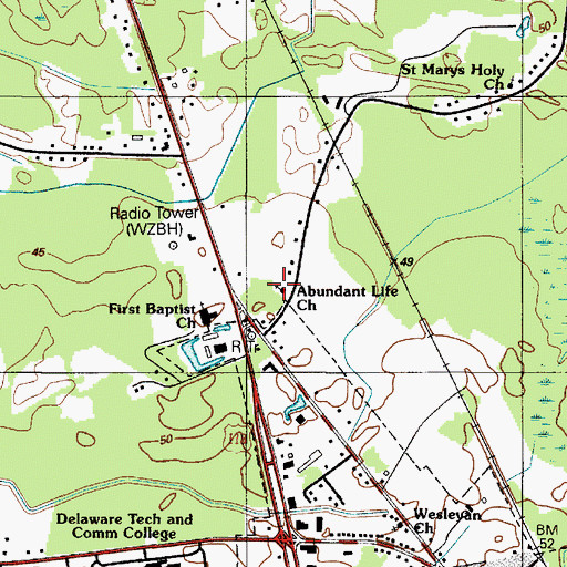 Topographic Map of Abundant Life Church, DE
