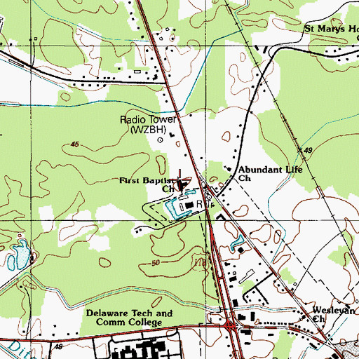 Topographic Map of First Baptist Church, DE