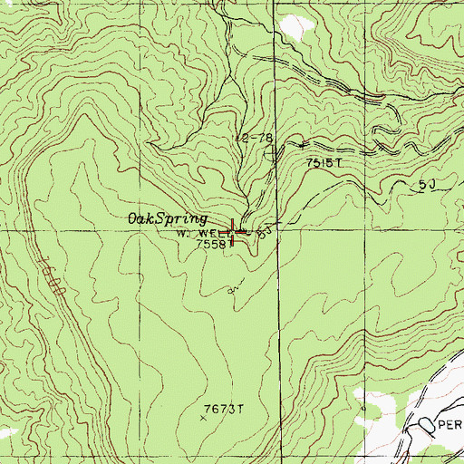 Topographic Map of Oak Spring, AZ