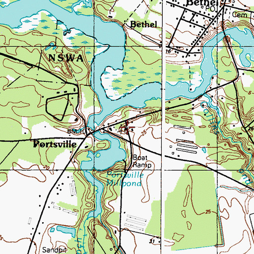 Topographic Map of Portsville United Methodist Church, DE