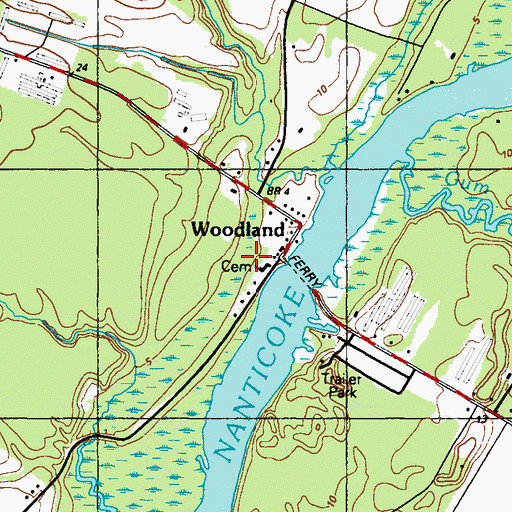 Topographic Map of Woodland United Methodist Church, DE