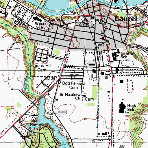 Topographic Map of Odd Fellows Cemetery, DE