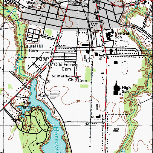 Topographic Map of Saint Matthews First Baptist Church, DE