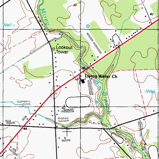 Topographic Map of Living Water Church, DE
