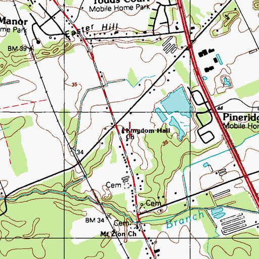 Topographic Map of Kingdom Hall of Jehovahs Witnesses, DE