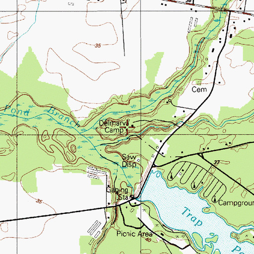 Topographic Map of Delmarva Christian Camp, DE