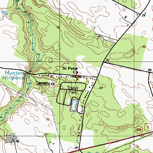 Topographic Map of Saint Peters Friends Church, DE