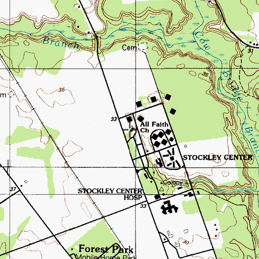Topographic Map of All Faith Chapel, DE