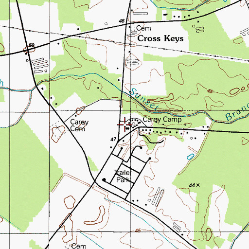 Topographic Map of Carey Church, DE