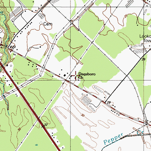 Topographic Map of Dagsboro Church of Christ, DE