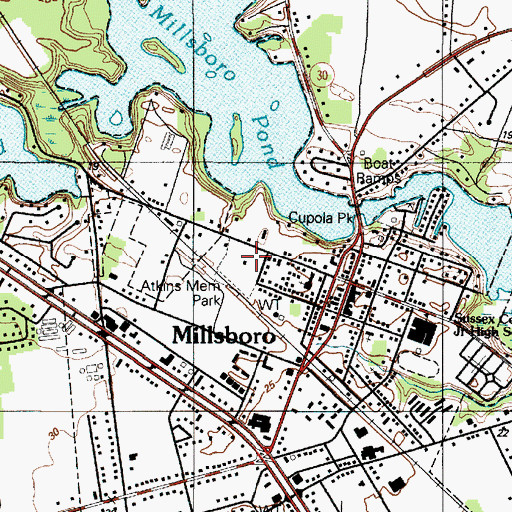 Topographic Map of W B Atkins Memorial Park, DE