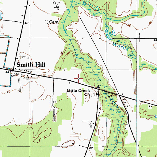 Topographic Map of Little Creek Primitive Baptist Church, DE
