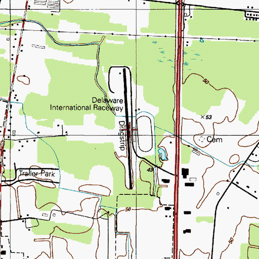Topographic Map of US 13 Dragway, DE