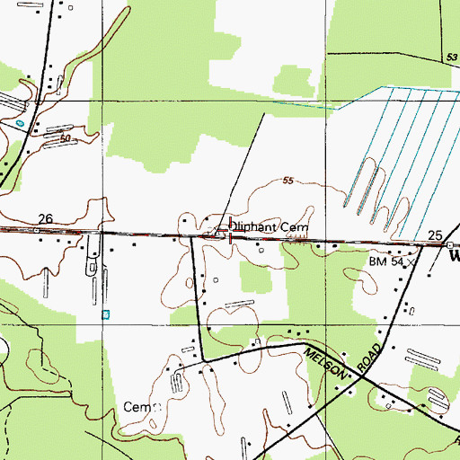 Topographic Map of Oliphant Cemetery, DE