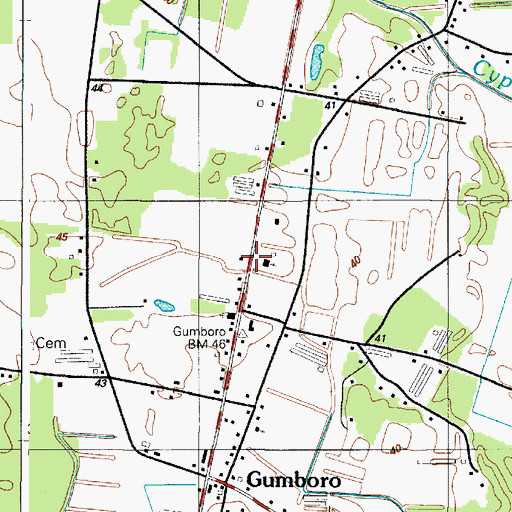 Topographic Map of Gumboro Fellowship Church, DE