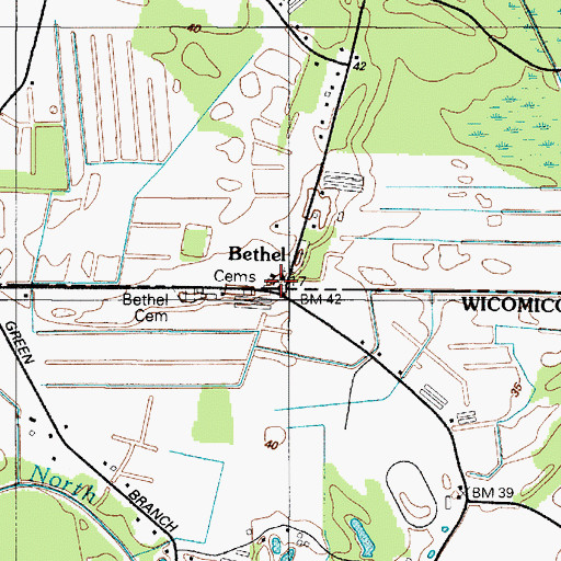 Topographic Map of Bethel United Methodist Church, DE