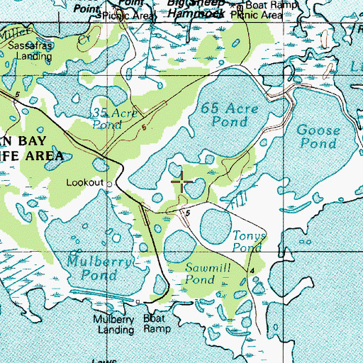 Topographic Map of Assawoman Bay State Wildlife Area, DE