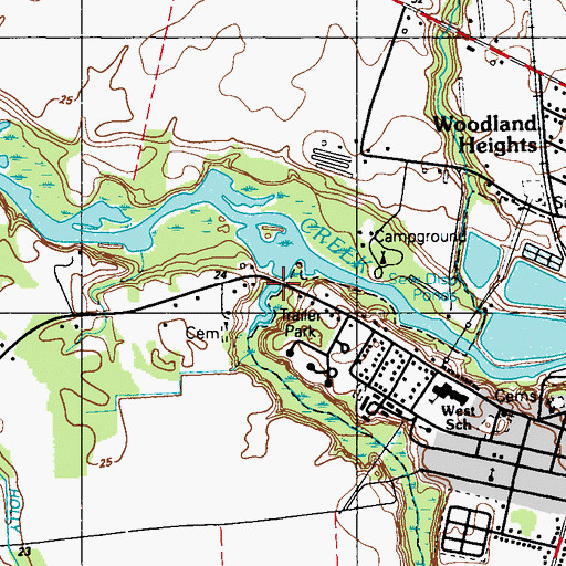 Topographic Map of Big Mills Bridge (historical), DE
