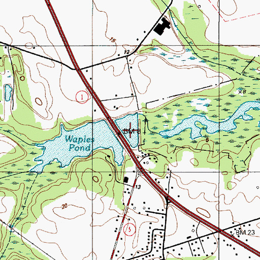 Topographic Map of Waples Pond Dam (historical), DE