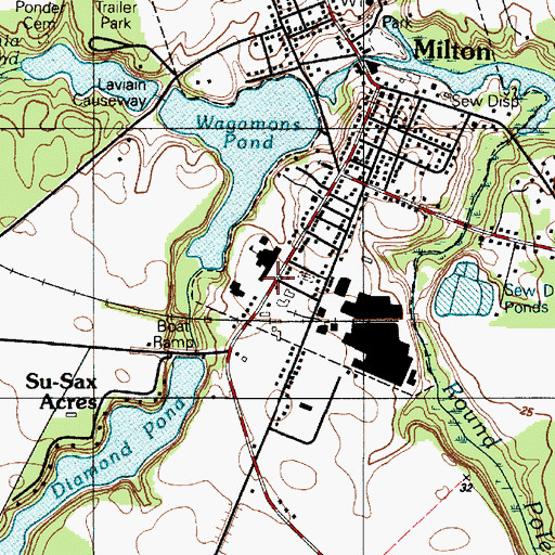 Topographic Map of Milton Federal Street Elementary (historical), DE