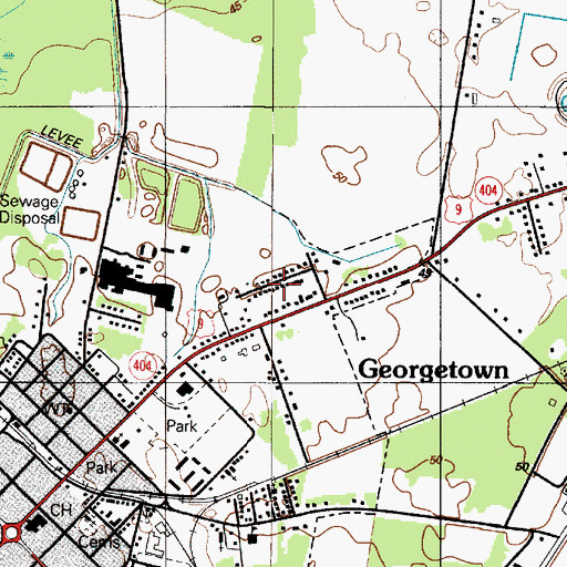 Topographic Map of Bowdens Garage (historical), DE