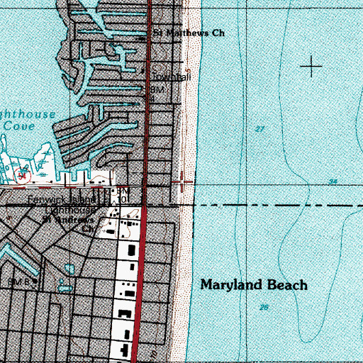 Topographic Map of Fenwick Estates, DE