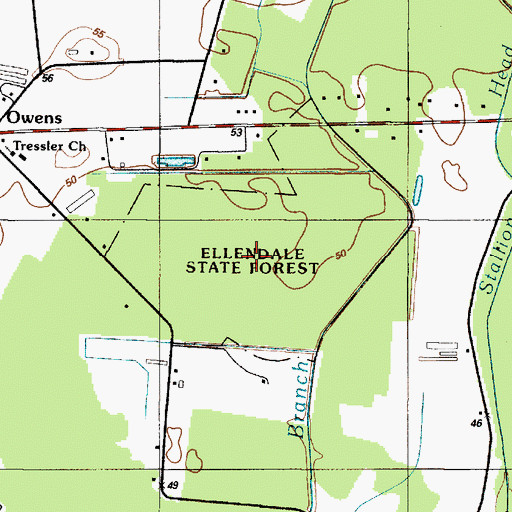 Topographic Map of Ellendale State Forest, DE