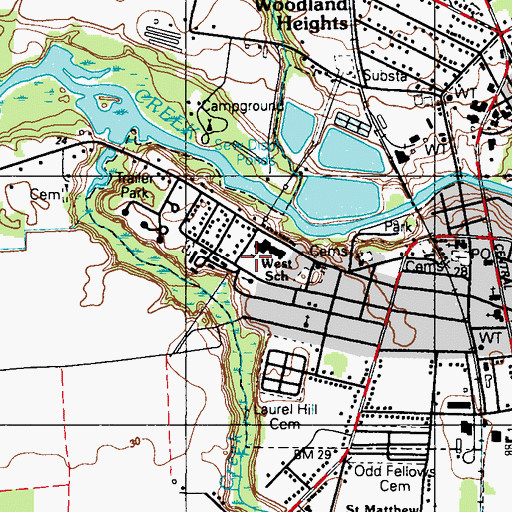 Topographic Map of West Laurel School, DE
