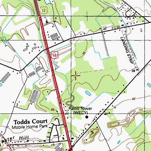 Topographic Map of WECY-AM (Seaford), DE